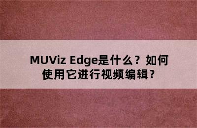 MUViz Edge是什么？如何使用它进行视频编辑？